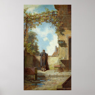 Alter Mann auf der Terrasse Poster