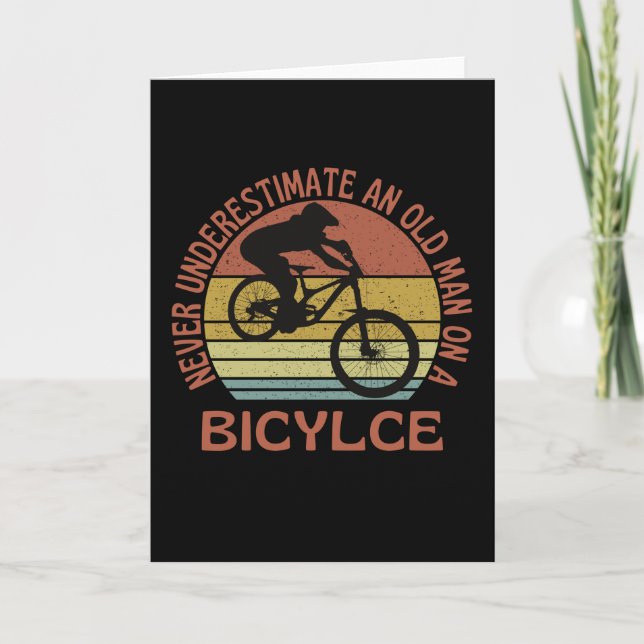 Alter Mann auf einem Fahrrad Großvater Fahrrad Karte (Vorderseite)