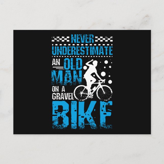 Alter Mann auf einem Schotterrad Postkarte (Vorderseite)