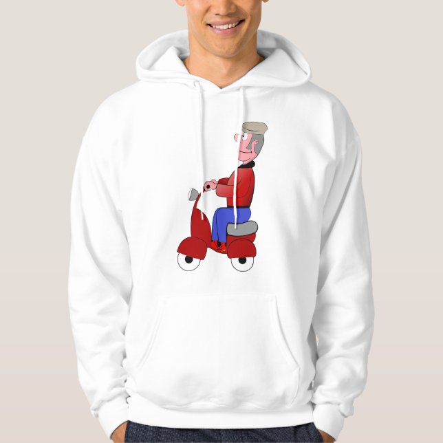 Alter Mann auf einem Scooter Mens Hoodie (Vorderseite)