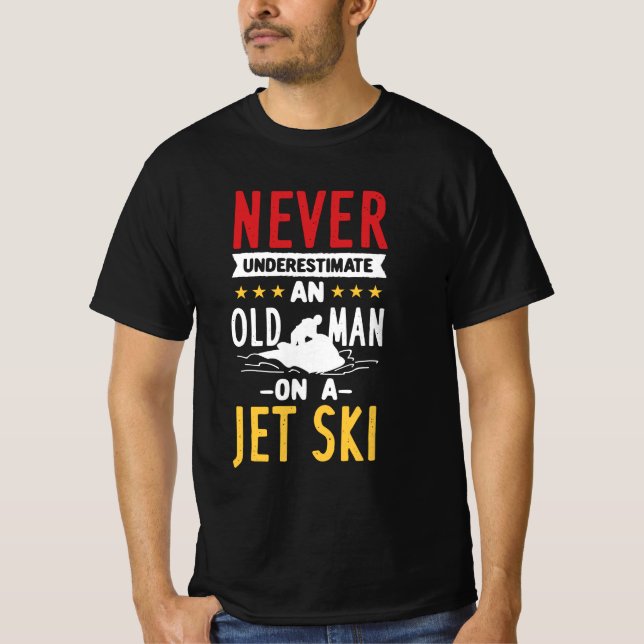Alter Mann auf Jet Ski T-Shirt (Vorderseite)