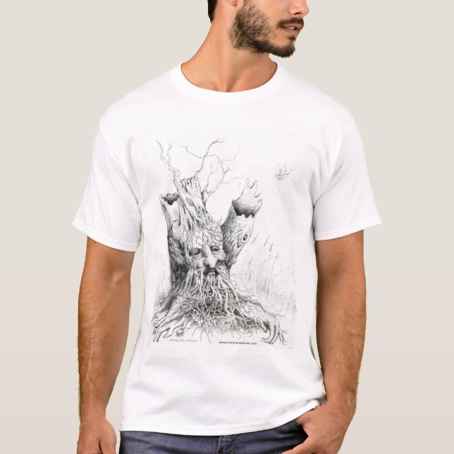 "Alter Mann-Baum-Geist" Graphit T-Shirt (Vorderseite)