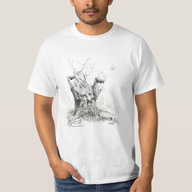 "Alter Mann-Baum-Geist" Graphit T-Shirt (Vorderseite)