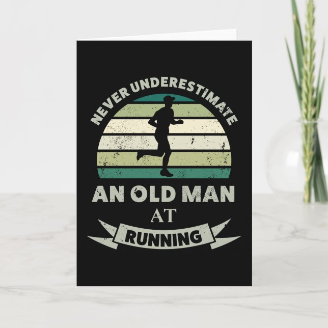 Alter Mann bei Running Funny Runner Vater Geschenk Karte (Vorderseite)
