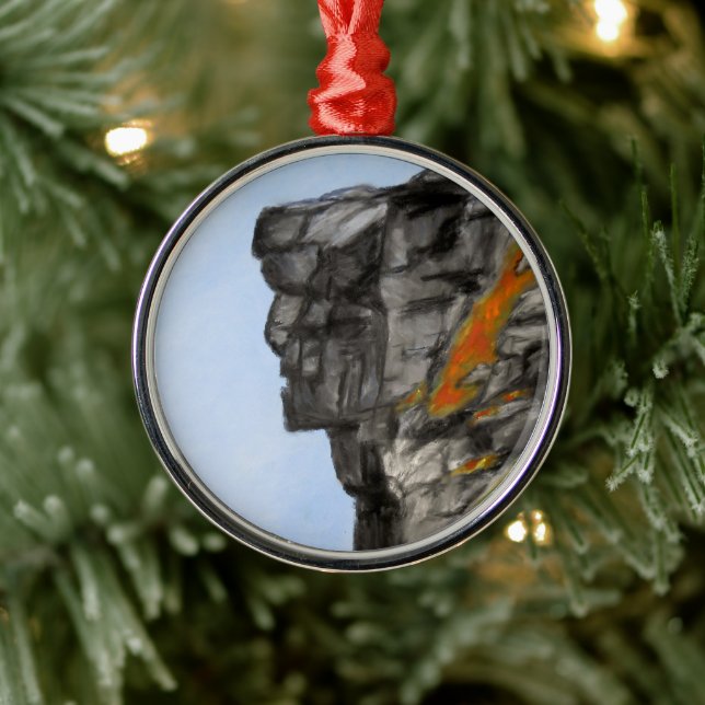 Alter Mann des Berges im Herbst Ornament Aus Metall (Baum)