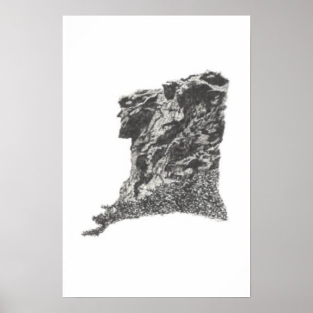 Alter Mann in den Bergen, NH - Pen Sketch Print Poster (Vorne)