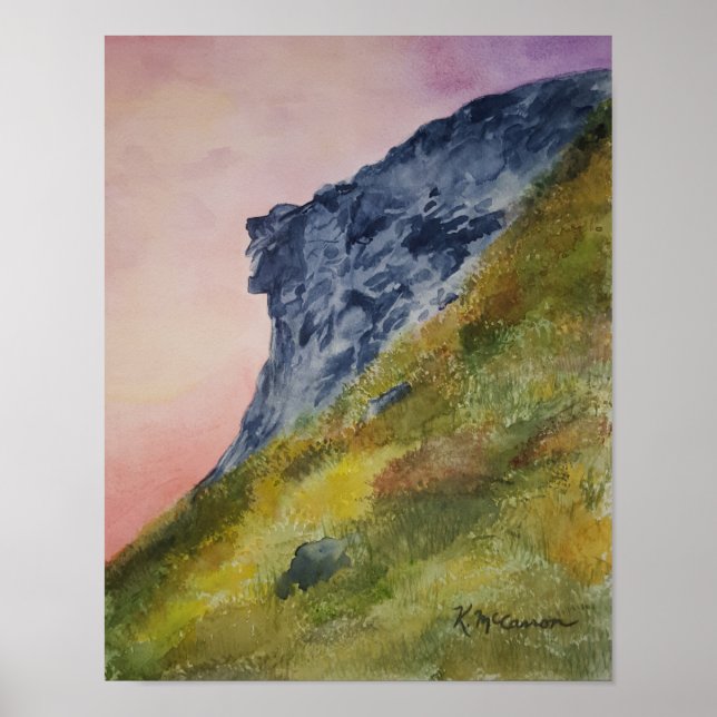 Alter Mann in den Bergen, NH Watercolor Poster (Vorne)
