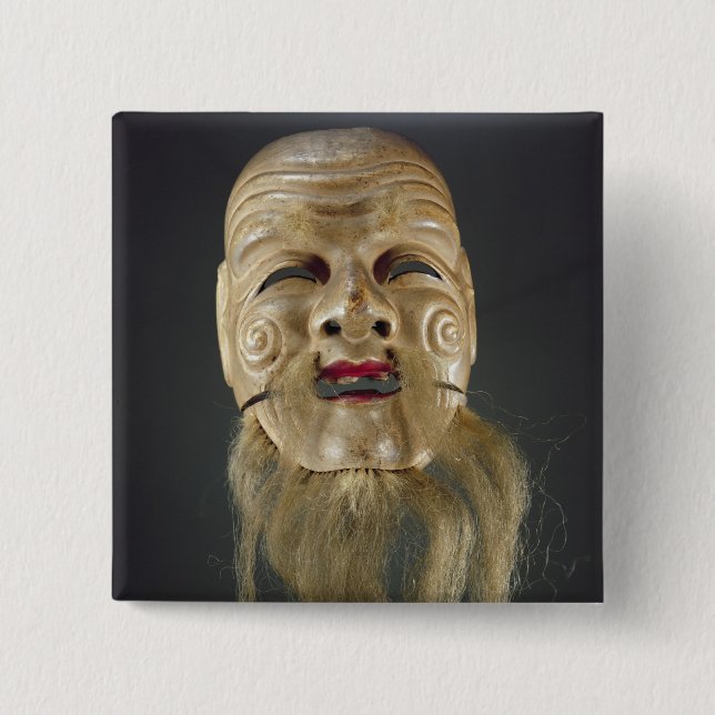 Alter Mann-Maske, Noh Theater Button (Vorderseite)