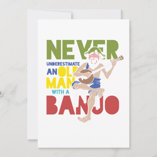 Alter Mann mit Banjo Country Music Bluegrass Gesch Einladung (Vorderseite)