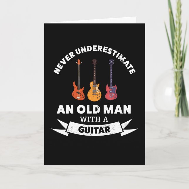 Alter Mann mit Gitarre - Funny Music Gift Karte (Vorderseite)