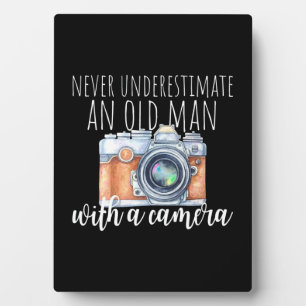 Alter Mann mit Kamera Fotoplatte