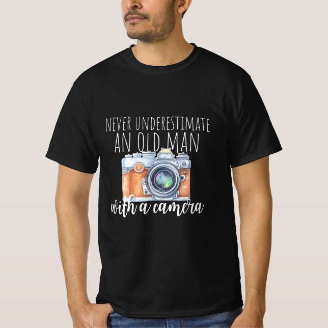 Alter Mann mit Kamera T-Shirt (Vorderseite)