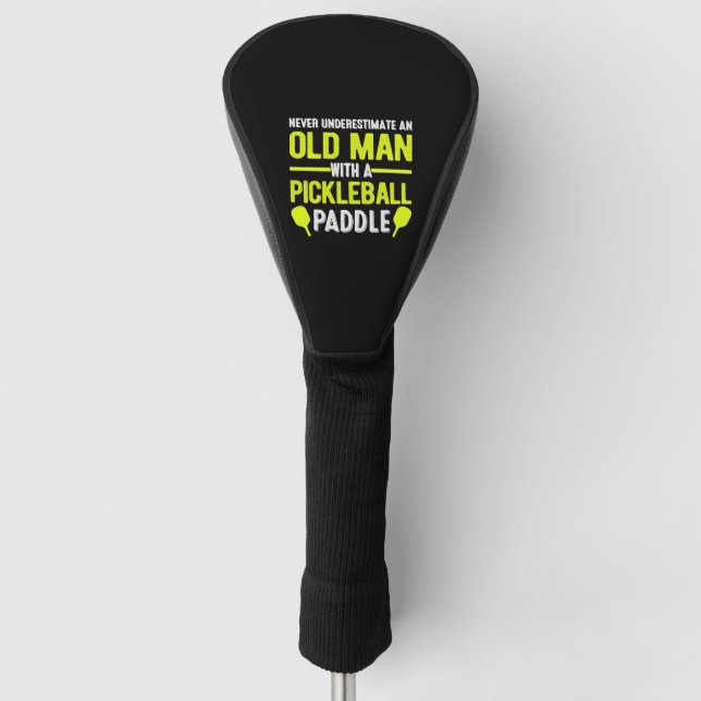 Alter Mann mit Pickleball Paddle Funny Senior Men Golf Headcover (Vorderseite)