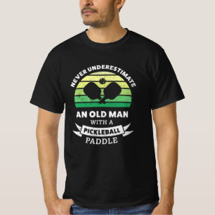 Alter Mann mit Pickleball-Paddle-Geschenk T-Shirt