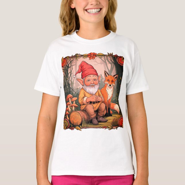 ALTER MANN UND EIN FOX IN EINEM JUNGAL T-Shirt (Vorderseite)
