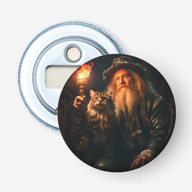 Alter Mann und seine Katze Flaschenöffner (Vorderseite)