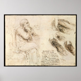 Alter Mann und Wasser Skizze von Leonardo da Vinci Poster