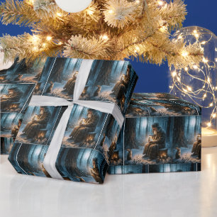 Alter Mann Weihnachten mit Kaninchen Geschenkpapier