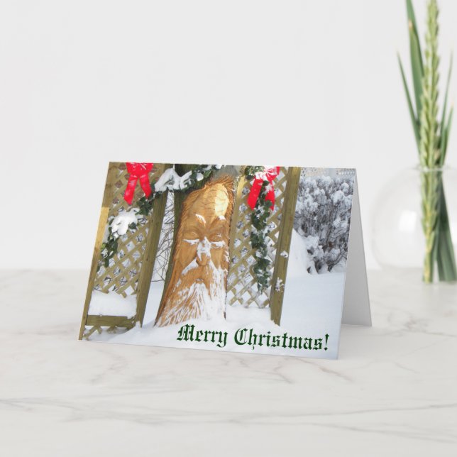 Alter Mann Weihnachtsbaum Feiertagskarte (Vorderseite)