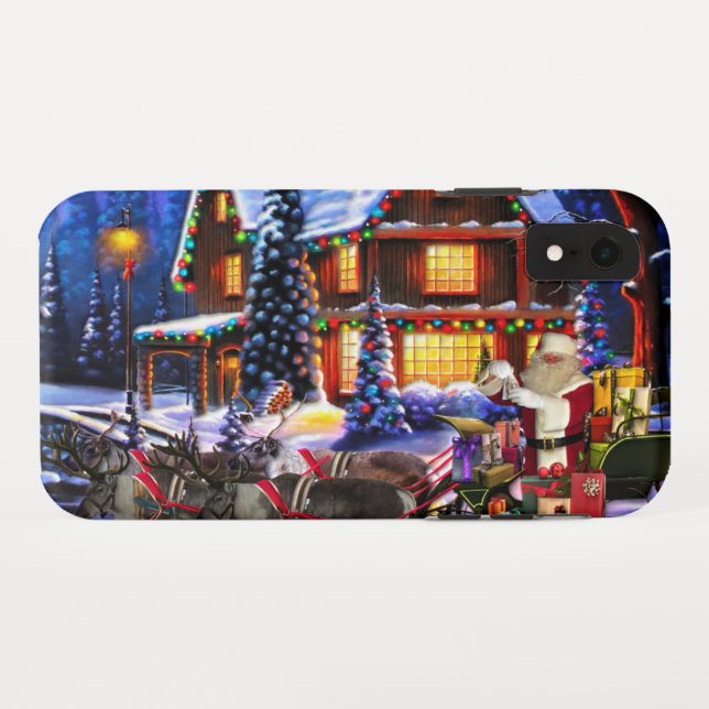 Alter Mann, Weihnachtsmann und Rentier Case-Mate iPhone Hülle (Rückseite (Horizontal))