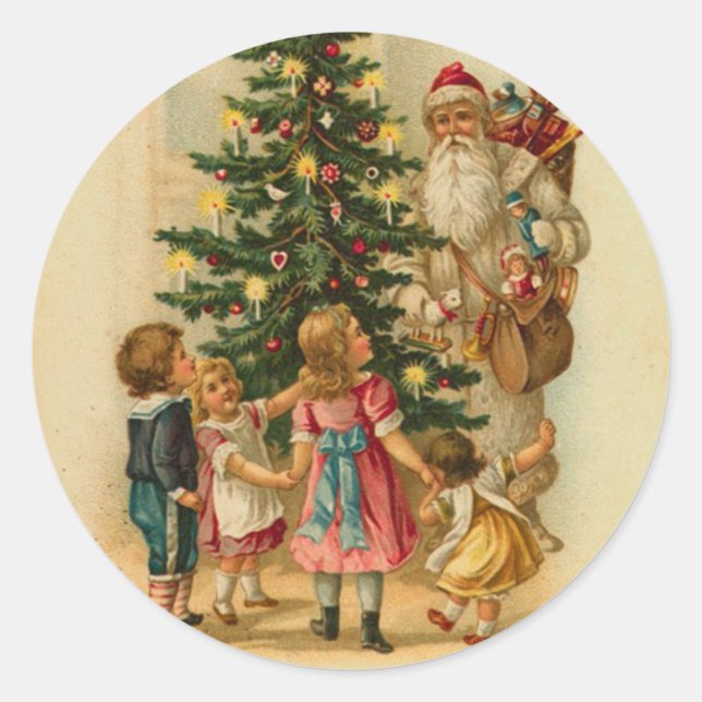 Alter Mode-Sankt-Weihnachtsaufkleber Runder Aufkleber (Vorderseite)