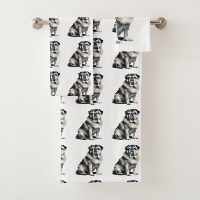 Alter Mops Badhandtuch Set (Insitu)