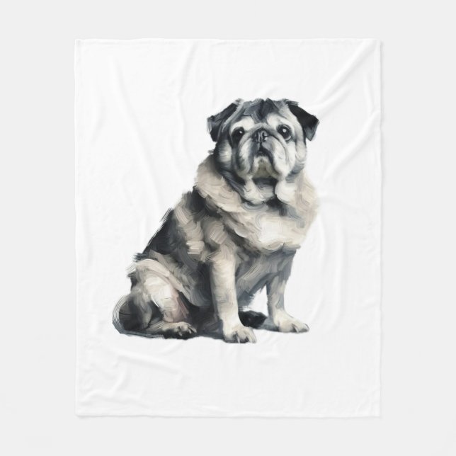 Alter Mops Fleecedecke (Vorderseite)