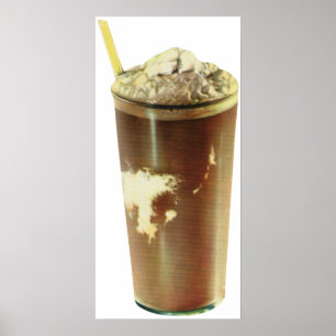 Alter Nachtisch, Schokoladen-Shake und Schlagsahne Poster