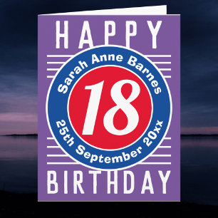Alter, Name und Datum am 18. Geburtstag Karte