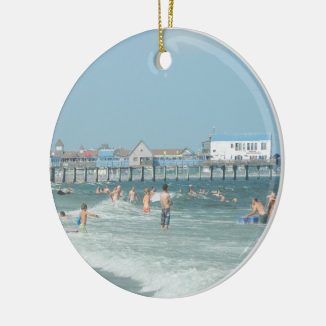Alter Obstgarten-Strand-Pier Keramikornament (Links)