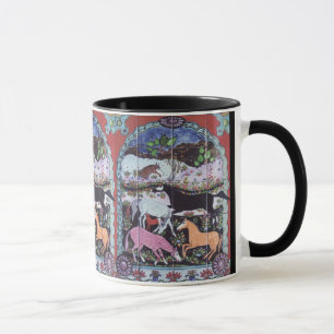 Alter persischer Pferdeentwurfs-verzierte bunte Tasse
