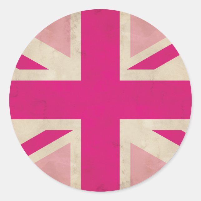 Alter Pink Union Jack Aufkleber (Vorderseite)