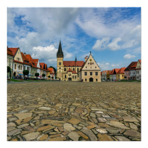 Alter Rathausplatz in Bardejov, Slowakei Poster