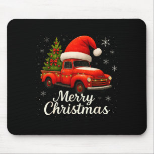 Alter roter LKW Santa Hut Weihnachtsbaum Frohe Wei Mousepad