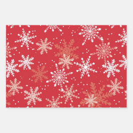 Alter roter Lkw und Schneeflocken Geschenkpapier Set