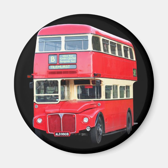 Alter roter Londoner Bus ab ca. 1950 Magnet (Vorne)