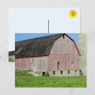 Alter roter Stall und Silo Postcard Postkarte