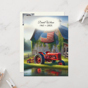 Alter roter Traktor mit amerikanischer Flagge Einladung