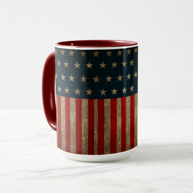 Alter Ruhm-Vintage Flaggen-Tasse, Vereinigte Tasse (Vorderseite Links)