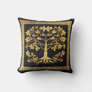 Alter Rustikaler Navy Gold Lebensbaum von kedoki Kissen