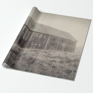 Alter rustikaler Vintager Schwarz-Weiß-Stall auf d Geschenkpapier