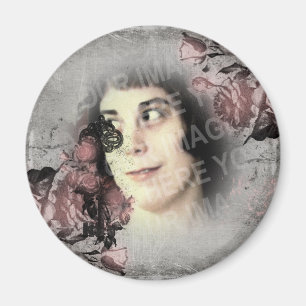 Alter Schlüssel und benutzerdefinierte Rose Foto Magnet