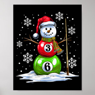 Alter Schneemann Billardspieler Lustiges Weihnacht Poster