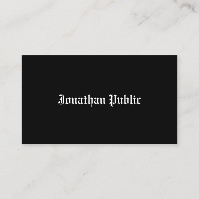 Alter Schriftart Beruflich Schwarz-Weiß Visitenkarte (Vorderseite)
