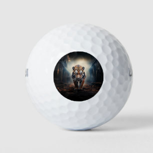 Alter schwarzer und orangefarbener Tiger im surrea Golfball