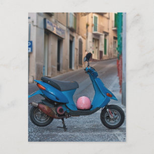 Alter Scooter in Italien   Blue Scooter   Postkart Postkarte