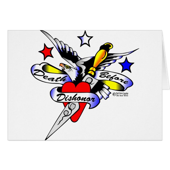 Alter Skool Tätowierungs-Eagledolch u. -herz (Vorderseite (Horizontal))