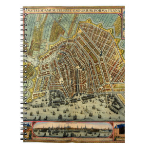 Alter Stadtplan von Amsterdam, Niederlande Notizblock