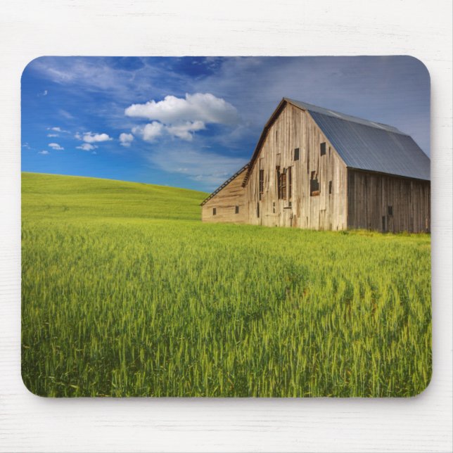 Alter Stall im Feld der Frühlingsweide Mousepad (Vorne)
