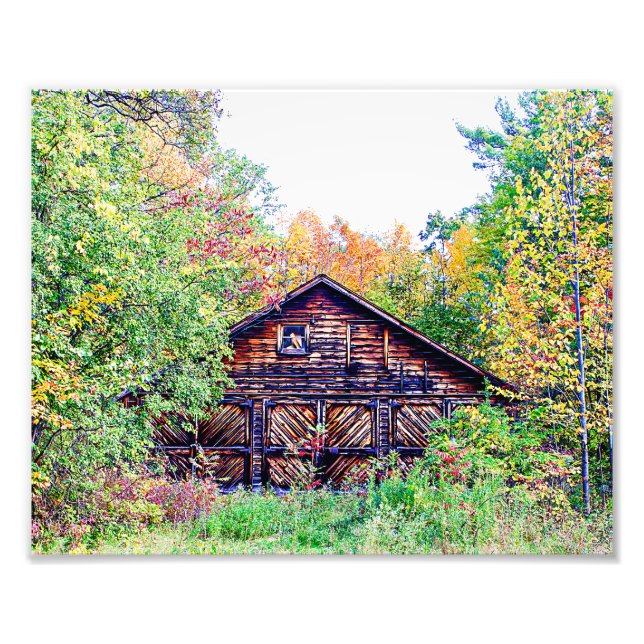 Alter Stall im Herbst Fotodruck (Vorne)